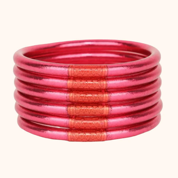 Pink All Weather Bangles (Set of 6) Serenity Prayer by BuDhaGirl
