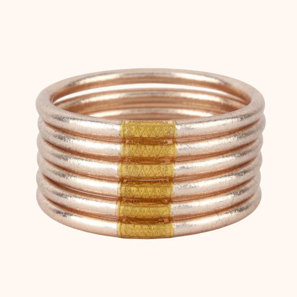 CHAMPAGNE ALL WEATHER BANGLES® (SET OF 6) - SERENITY PRAYER BuDhaGirl Etoile All Weather Bangles (Set of 6) - Serenity  main image 3