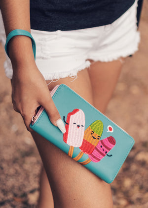 Cute Popsicle Wallet Paletas Clutch Zip Around Model Photo by Christy Kaye