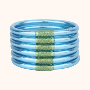 Azure All Weather Bangles (Set of 6) - Serenity Prayer by BuDhaGirl