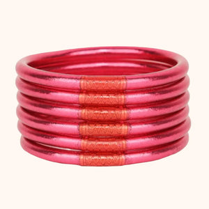 Pink All Weather Bangles (Set of 6) - Serenity Prayer by BuDhaGirl