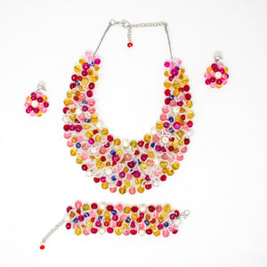 Fiesta Color Burst Beaded Jewelry Set – Necklace, Bracelet, & Earrings