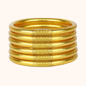 Gold All Weather Bangles (Set of 6) - Serenity Prayer by BuDhaGirl
