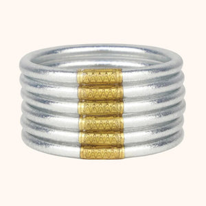 Silver All Weather Bangles (Set of 6) - Serenity Prayer by BuDhaGirl