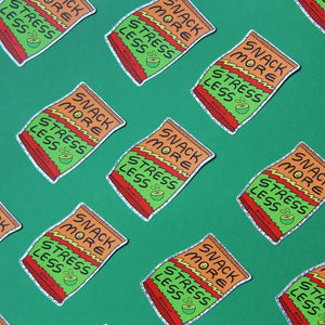 Snack More Stress Less Sticker by JaneLi.Co